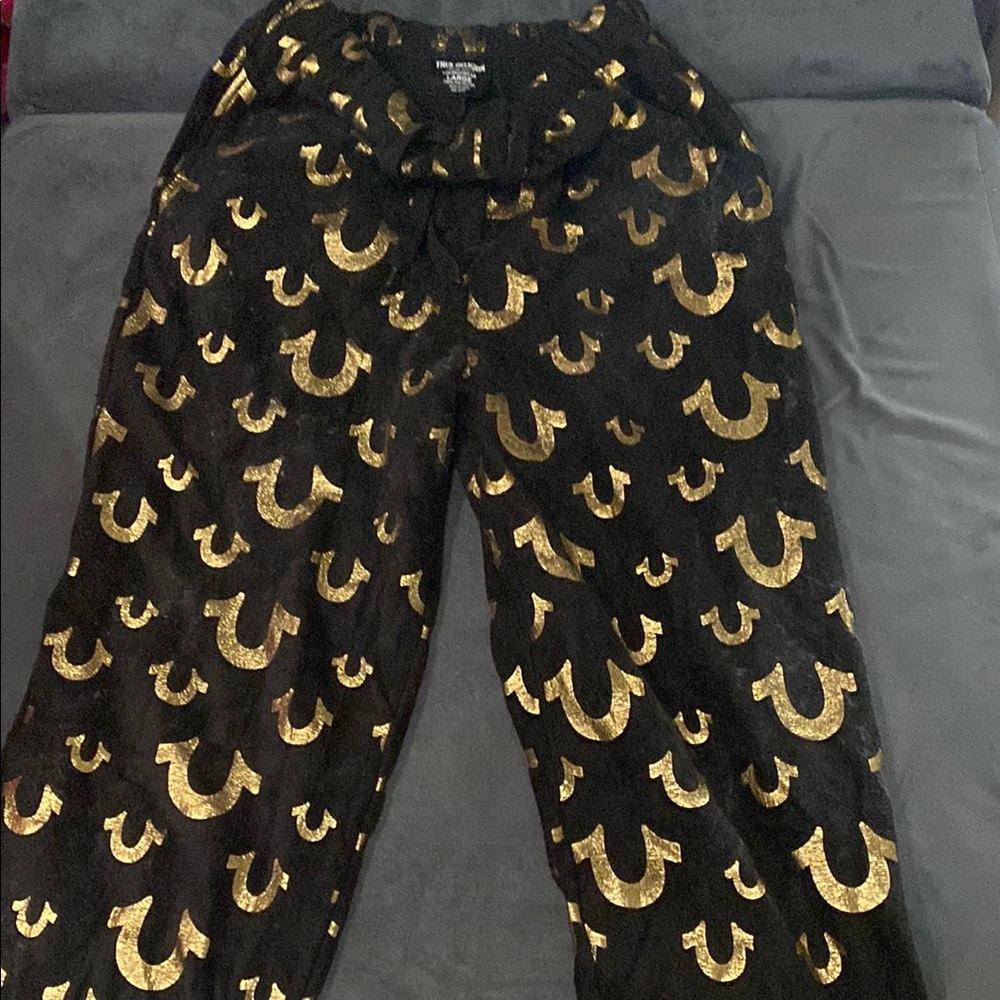 True Religion Black Joggers with Gold Accents